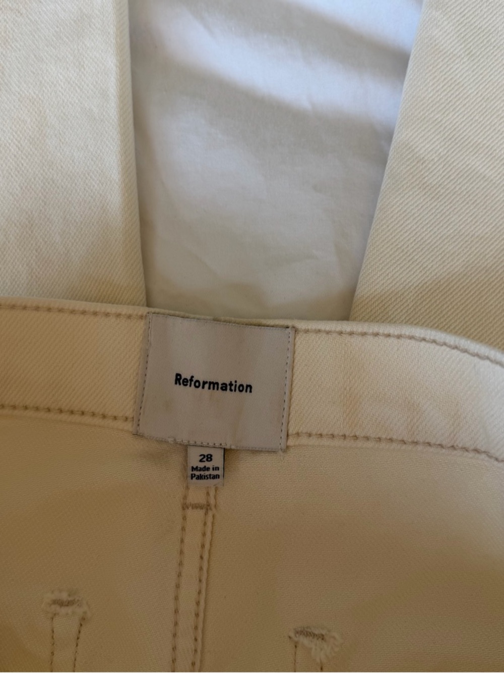 Reformation Alyssa Stretch Wide Leg Cropped Jeans in Cream - Picture 2 of 6